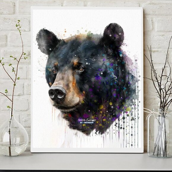 NobleCaptures Other - Black Bear‎ Portrait Watercolor Oil Painting Wall Art Print